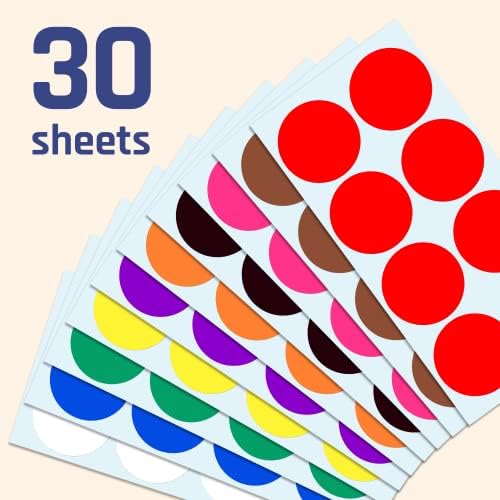 2 Round Round Colored Movie Stickers Rótulos - 10 cores, pacote de 240