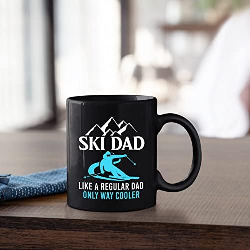 Camisas de amor louco pai de esqui como um pai comum, apenas mais cooler porcelana caneca preta Presente engraçado para pai de filho/filha,