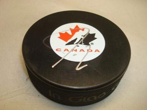 Jordan Eberle assinou a equipe Canadá Hóquei Puck autografado 1A - Pucks autografados da NHL