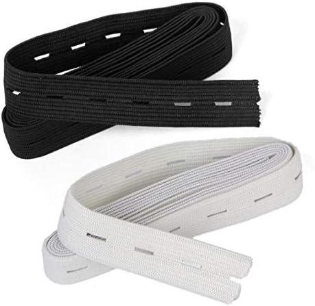 Zonster 2pcs elásticos faixas de barreiro de botão de costura com botão com botão 1.5m 2 cm branco e preto