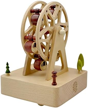 Sundaybox Moving Ferris Wheel Wooden Music Box Movimento Musical Cidade do Sky Christmas Birthday Presente, sem bateria Decoração