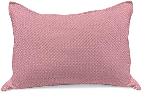 Ambesonne Eastern Kilt Quilt Cobro de travesseira, padrão simples e repetitivo com estampa de quatrefoil, capa padrão de travesseiro de tamanho king para quarto, 36 x 20, rosa pastel e branco