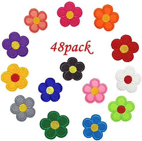 Han sheng 48 pcs coloridos manchas de flores apliques de flores bordados manchas decorativas costura apliques para jaquetas de roupas mochilas de reparo de mochila decorações