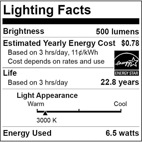 Sunlite PAR16/LED/6.5W/ES/30K 3000K Médio E26 Base LED limpo de 50W LED equivalente Par16 Lâmpada refletor, branco quente