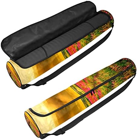 Bolsa de tapete de ioga ratgdn, lavanda do sol em campo de ioga transportadora de tapete full-zip yoga tapete saco com alça ajustável