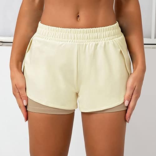 Short de 2 em 1 shorts femininos shorts dupla com cintura alta