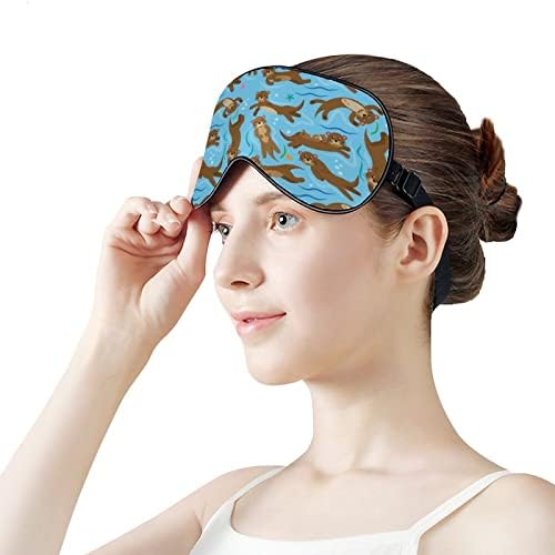 Lontras fofas em máscara de sono aquático Tampa de máscara de olho macio de sombra eficaz de venda com cinta ajustável
