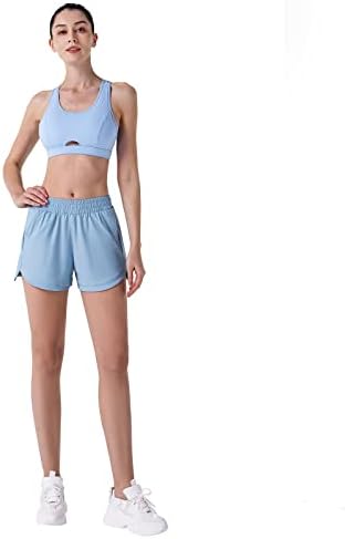 JKBOO Women's Schout Shorts de corrida rápida, shorts de ginástica de ginástica de cintura alta de compressão com bolsos laterais