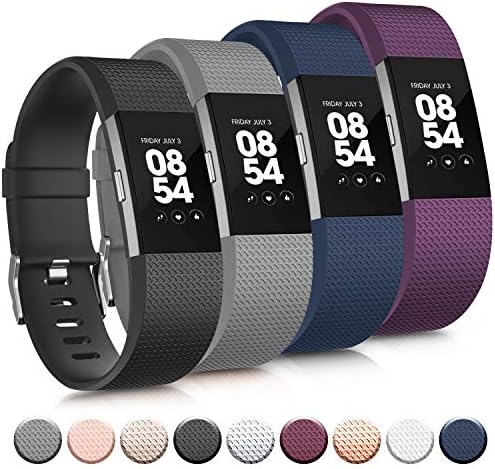 Tobfit Sport Bands Compatível com Fitbit Charge 2, 4 pacote, pulseiras de substituição para homens, pequenos/grandes