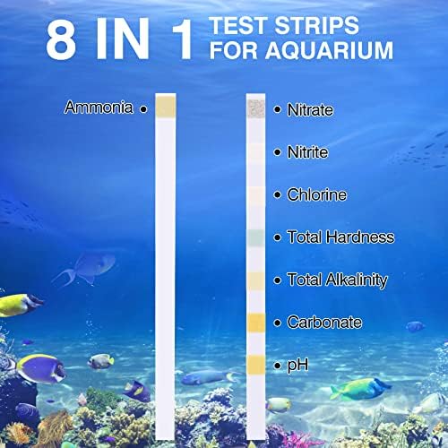 8 em 1 kit de teste de amônia para aquário, tiras de teste de aquário, tiras de teste de tanques de peixes, tiras de