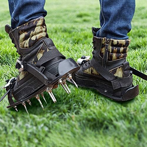 Lawn Aerator Shoes-Strong NONSLIP METAL BULHLES-2 THELS COM SANDALS GAY & LOOP SANDALS PARA AERAÇÃO DO GRAVO E GRAVA