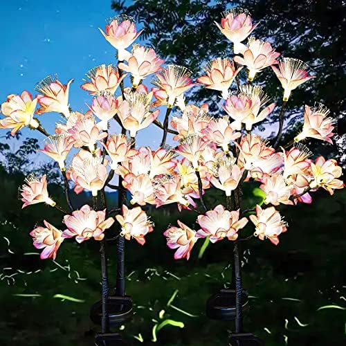 Berngi Flores solares Luzes solares Luzes ao ar livre Jardim decorativo 4pack, 12 luminadas de luzes externas