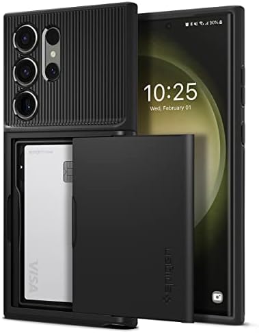 Armadura Spigen Slim CS projetada para Galaxy S23 Ultra Case - Black