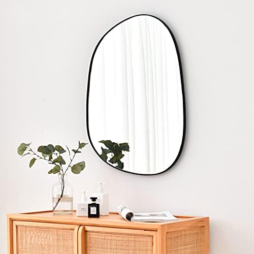 Espelho de parede assimétrico para decoração 23 *30, espelho de parede emoldurado preto moderno para a sala da sala de