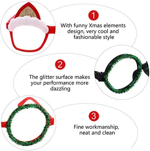 Lioobo 3pcs fantasia de Natal- óculos de festas de festas de festas caseiras foto adereços de natal decoração de