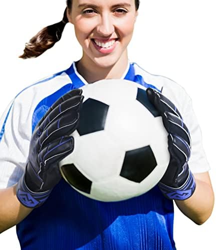 Luvas de goleiro para jovens e adultos, as luvas de goleiros com apoio de dedos, luvas de futebol de látex pretas para homens e mulheres, luvas de futebol júnior para treinamento e partida, tamanho 7/8/10/10/11