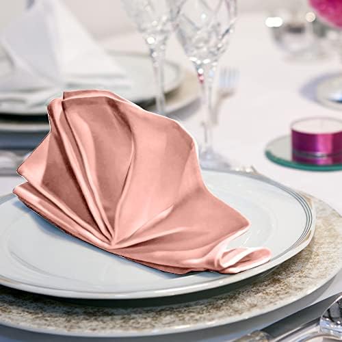 Feqo 50 pacote guardanapos de ouro rosa guardanapos de cetim de cetim mesa de jantar macio guardanapos de cetim quadrado para casamentos decoração de restaurante de jantar de festa