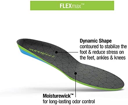 Superfeet Flexmax - Insoles de almofada de espuma com conforto - Emerald - 9.5-11 homens / 10.5-12 mulheres