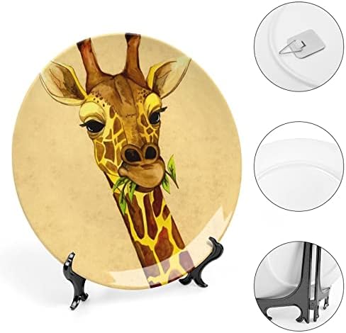 Giraffe estampado China China Decorativa Placas redondas Artesanato com exibição Stand for Home Office Wall Dinner