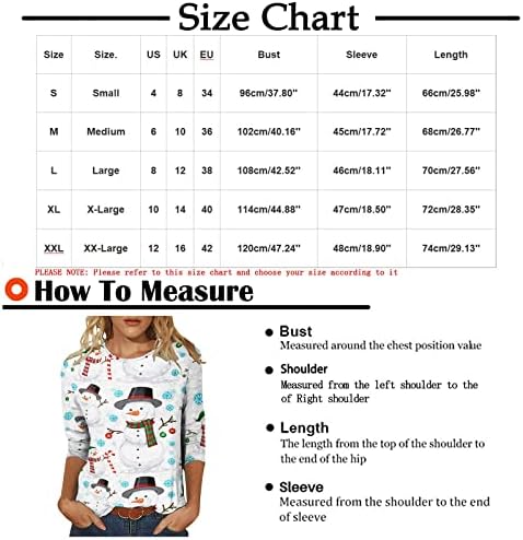 Camisas de Natal para mulheres T-shirt gráfico de árvore de Natal Plus Size Size Loue Fit Sleeve Tunic Tops para usar com leggings