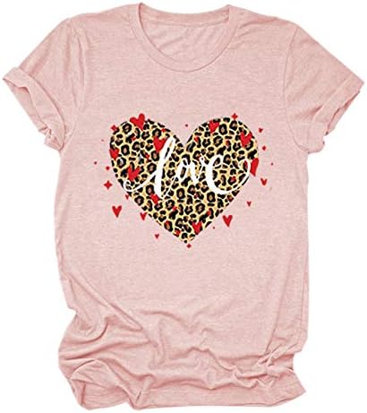 Camisa do Dia dos Namorados As mulheres adoram impressão de coração tampas curtas de manga curta