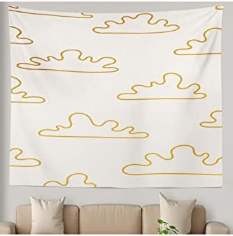 Tapeçaria unissex de ysahome, estampa com tema de berçário de berçário de cores macias em forma de bolha, parede larga pendurada para o quarto dormitório, 86x55 polegadas, mostarda amarela