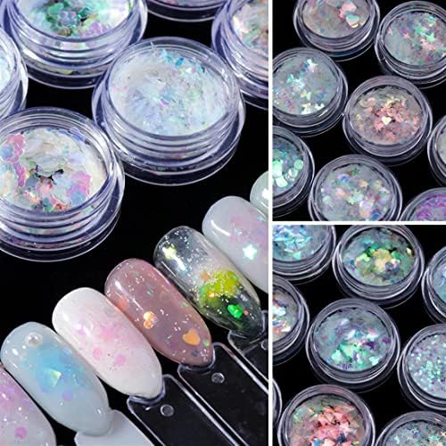 Lantejoulas holográficas de borboleta aurora para unhas flocos de glitter star sereia spangle gel polonês de manicure