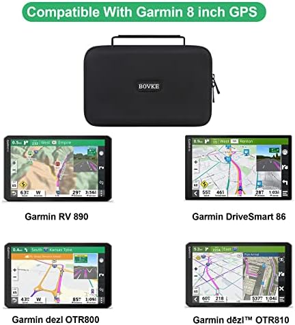 Caixa GPS BOVKE para Garmin Dezl OTR800 / Dēzl OTR810 / Drivesmart 86 / Garmin RV 890 GPS Sistema de navegação, carregador de ajuste extra, montagem de fricção, acessórios USB, acessórios, preto