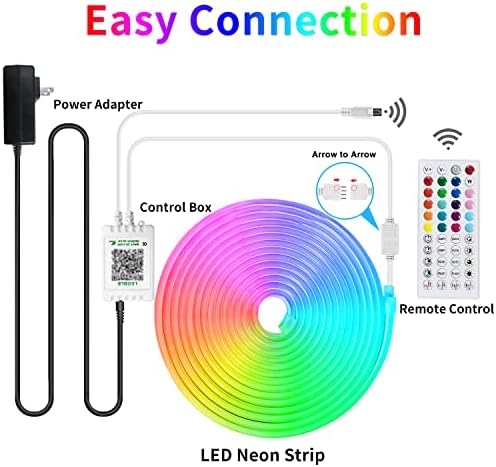 Segrass 32,8 pés LEDs de neon LED 24V RGB LUZES DE RECELA NEON LED COM CONTROLE DE REMOTO APP CONTROL