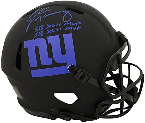 Eli Manning assinou o New York Giants Authentic Eclipse Capacete SB MVP Fan 28950 - Capacetes NFL autografados