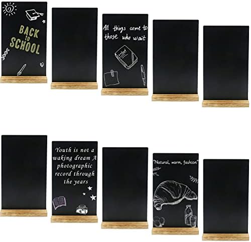 Bercoor 10 Pack mini placas de quadro de mesa Sinais de quadro com base de madeira, placas de quadro de mensagem para festa,