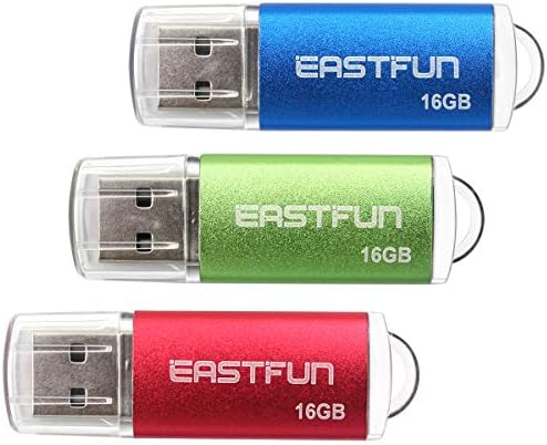 Eastfun 3 pacote de 16 GB USB 2.0 Flash Drive Memory Stick Drive Drive Drive Stick Jump Drive Zip Drive Drive, com