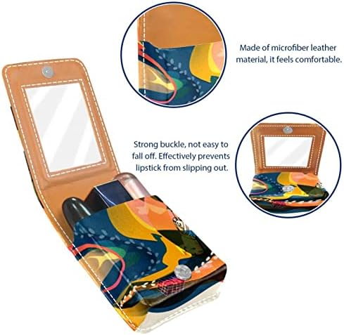 Caso de batom oryuekan com espelho fofo bolsa de maquiagem portátil bolsa cosmética, menina e universo desenho animado artístico
