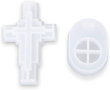 Jesus Cross Resin Moldes com molde de vela de silicone de base para resina epóxi Casting Cross Vasleer Silicone Mold com base para resina DIY Crafts e Cement Home Decors, Clear