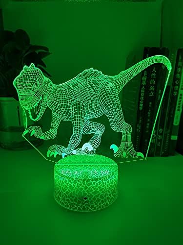 Dinosaur Night Light for Kids, Lâmpada de Ilusão 3D 16 Cores Mudando Dino Led Dino Nightlight com Touch Smart e Controle Remoto,