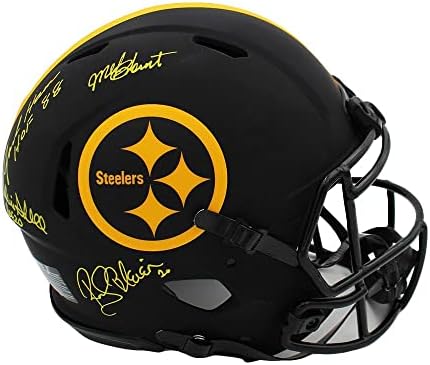Multi -player assinado Pittsburgh Steelers Speed ​​Speed ​​Eclipse NFL Capacete com 4 assinaturas - Capacetes NFL autografados