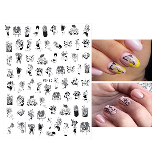 Jmeowio 12 folhas Spring Flower Nail Art Sticks Decalques Auto-adesivo pegatinas uñas verão folhas florais unhas unhas design de