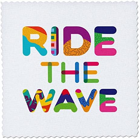 3DROSE Texto decorativo colorido Ride o caminho. Presentes esportivos de surf. - Quilt quadrados