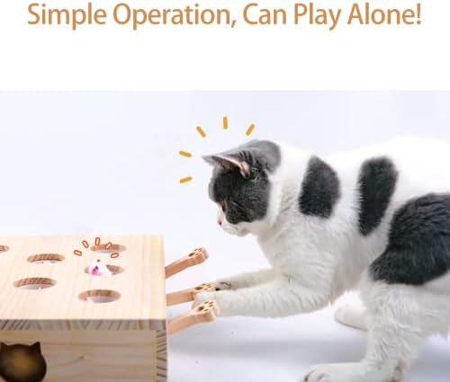 Brinquedos de gatos fooopomary, bata em uma caixa de madeira moles de madeira de madeira brinquedos interativos para gatos
