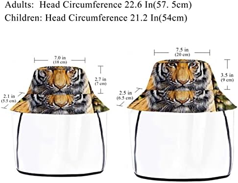 Chapéu de proteção para adultos com escudo facial, chapéu de pescador anti -sun tampa, paisagem de outono do tigre animal