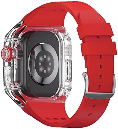 Kit de modificação transparente de luxo twrqa para banda Apple Watch Ultra 49mm Fluororberber Case & Strap para Iwatch Series 49mm Refit Mod Set
