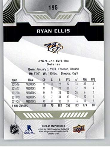 2020-21 MVP do convés superior #195 Ryan Ellis Nashville Predators NHL Hockey Trading Card