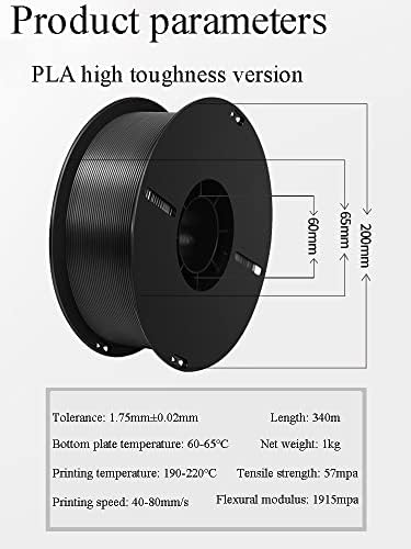 Filamento PLA 1,75mm | 1 kg de alta tenacidade PLA 3D Filamento da impressora | Precisão ± 0,02mm | Materiais de impressão 3D
