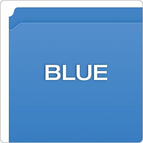 Pastas de arquivo colorido pendaflex com grade interior, tamanho da letra, azul, corte reto, 100/bx