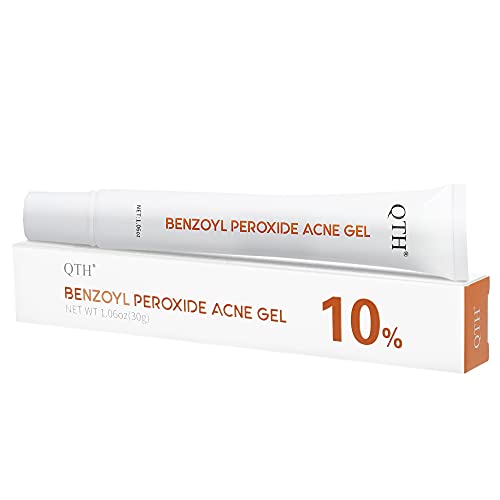 Gel QTH com 10% de peróxido de benzoíla para tratamento de acne, adequado para tratamento doméstico de acne facial, acne nas costas e tratamento de limpeza da acne, 1,06 oz
