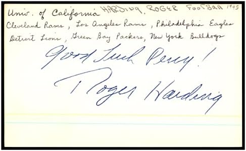 Roger Harding assinou cartão de índice 3x5 autografado 1945 Rams Champs 87531 - NFL Cut Signature