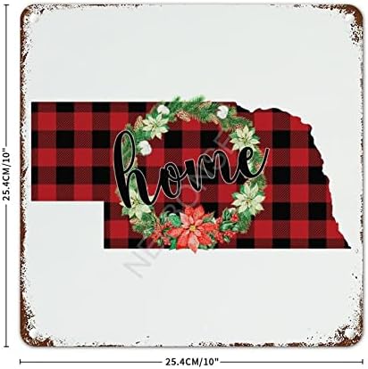 Decoração de parede de lata de metal Christmas Wreath Home Mapa Metal Sign Decoração para casa para porta da frente Pátio Garagem Garagem Decoração de roupa de roupas 10x10in feita nos EUA