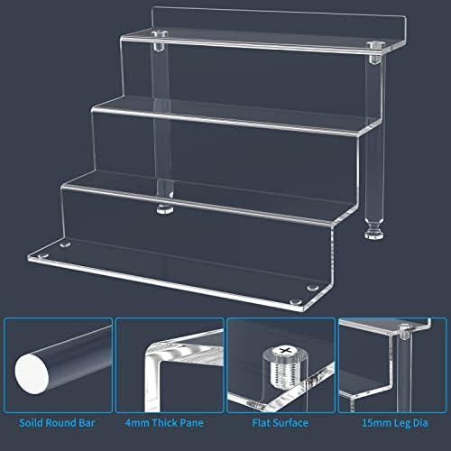 NIUBEE ACRYLIC RISER Display Prateleira, suporte de exibição clara para figuras pop amiibo funko, cupcakes de 4 camadas Organizador