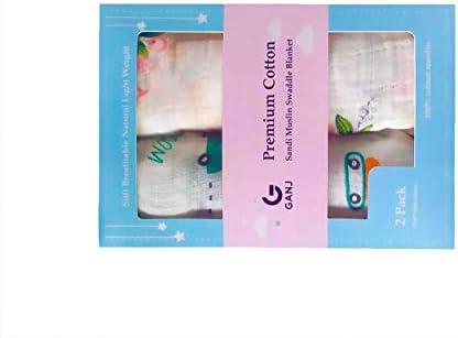 Cobertor de Sandi Muslin Swaddle - algodão orgânico - 2 pacote de bebê - berçário - 47 x 47 polegadas meninas e chuveiro de menino