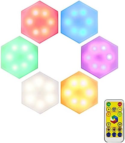 Xhope 6 pcs interruptor de toque rgb armário de diy led lâmpada de parede leve lâmpada favo lâmpada colorida favo de